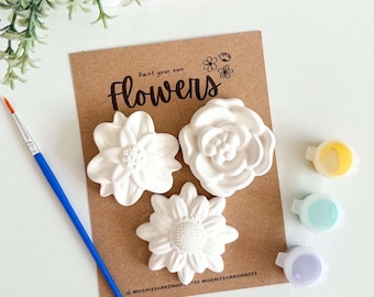 Flower Painting Kit, DIY Paint Craft Set, Paint Your Own Plaster Flowers, Crafty Date Night Ideas, Art Lover Gift For Her, Adult Art Kit