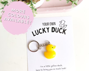 Lucky Duck Keychain, Lucky Keyring, Gifts For New Job, Good Luck Keyring, Thinking Of You Gift, Positive Gift, Positivity Keyring, Duck Gift