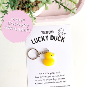 Lucky Duck Keychain, Lucky Keyring, Gifts For New Job, Good Luck Keyring, Thinking Of You Gift, Positive Gift, Positivity Keyring, Duck Gift