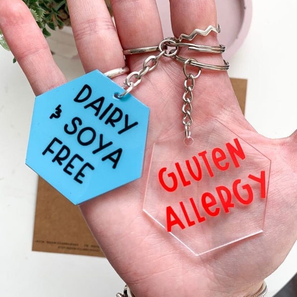 Allergy Keychain, Medical Keyring, Food Allergy Label, Gluten Free Gifts, Allergy Alert Keychain, Lunch Box Accessories, Nut Allergy