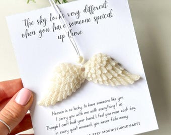 Resin Angel Wings Wall Hanging Ornament, White Memorial Gift For Loved One, Sorry For Your Loss Greif Gift