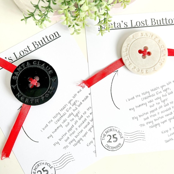 Santa's Lost Button, Christmas Eve Box Fillers, Christmas Eve Tradition, Children's Stocking Fillers, Christmas Tree Decoration, Xmas Button