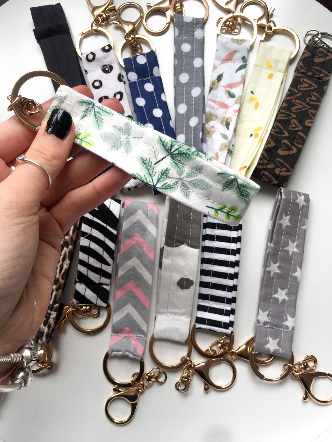 Fabric Wristlet Key Fob Keyring Hand Sewn Keychain Keyfiner Etsy UK