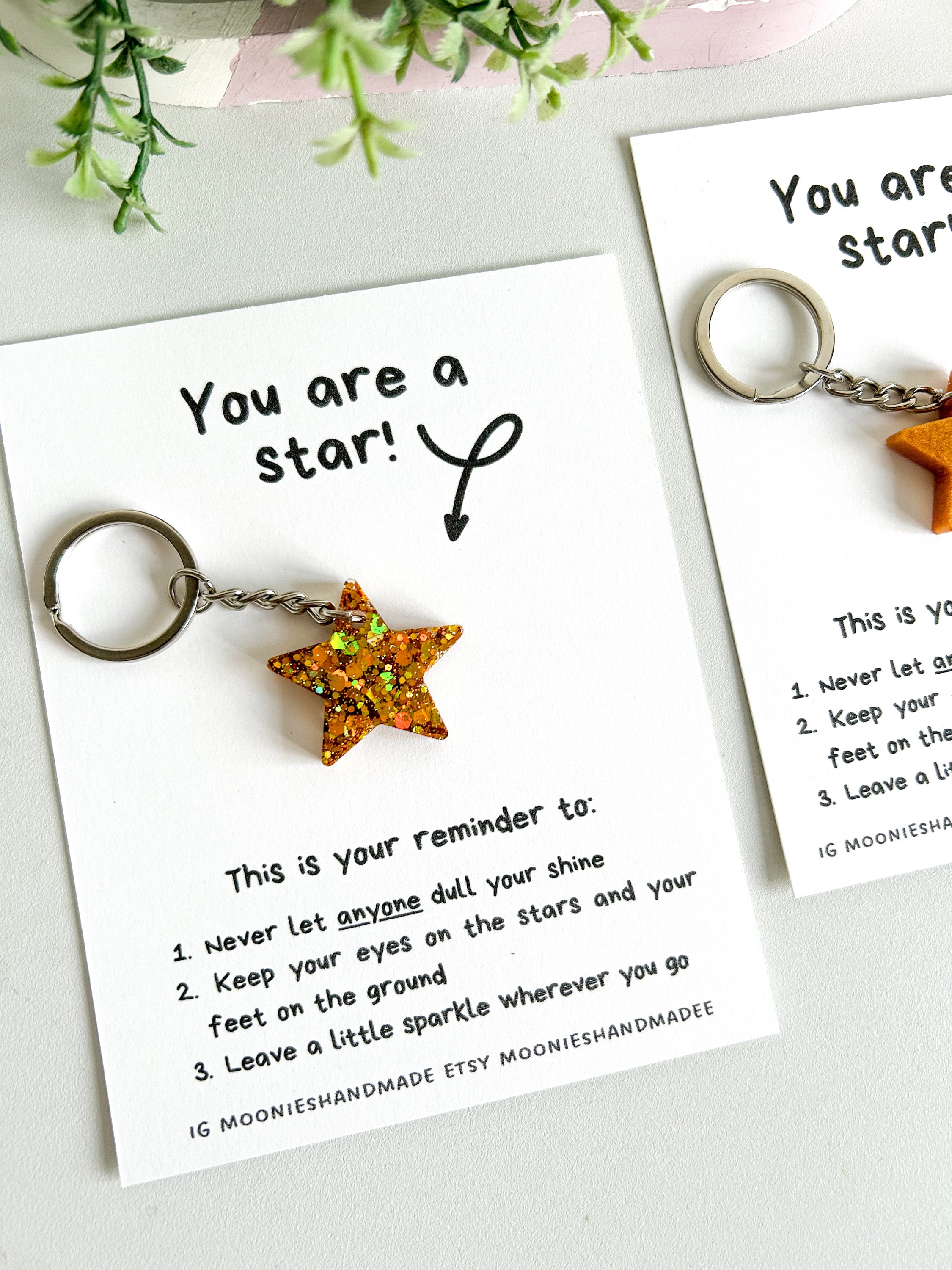 Posotive Keychains Gold Star Keychain, Positive Gifts for Friends, Thinking of You Gift ...