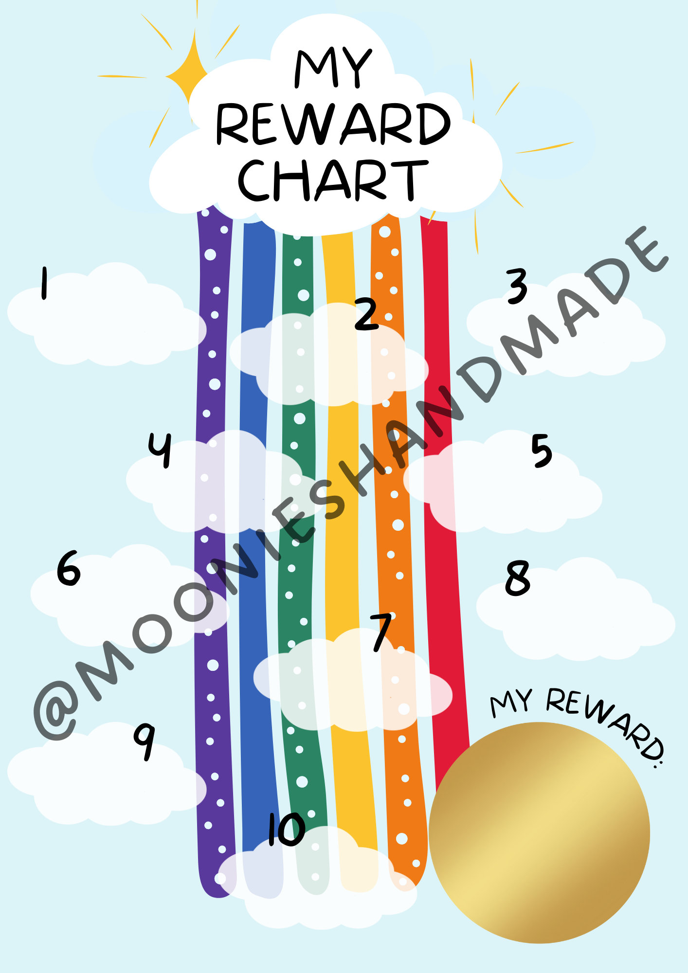 Printable Rainbow Reward Chart, Children's Reward Chart Download ...