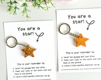 Gold Star Keychain, Positive Gifts For Friends, Thinking of You Gift, Well Done Gift, Proud Of You Gift, Pick Me Up Gift, Celebration Gift