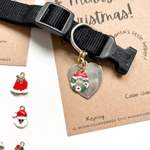 Christmas Collar Charms, Christmas Dog Tag, Christmas Key Chain Set, Cat Collar Charm, Collar Accessories, Dog Lover Gift, Cat Lover Gift