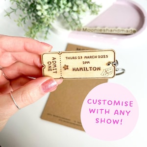 Customizable Theatre Ticket Keychain: Engraved Wood, Musical Theatre Gift