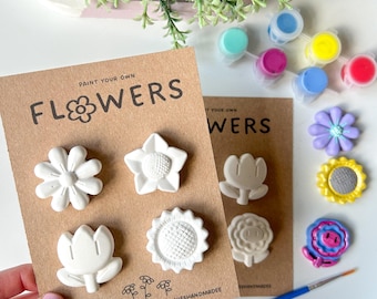 Flower Plaster Painting Kit, DIY Paint Your Own Craft Kit, Summer Art Activity For Her, Make Your Own Fridge Magnet, Womens Birthday Gift