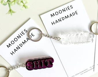 Handmade Resin Swear Word Keychain: Inappropriate Adult Gift
