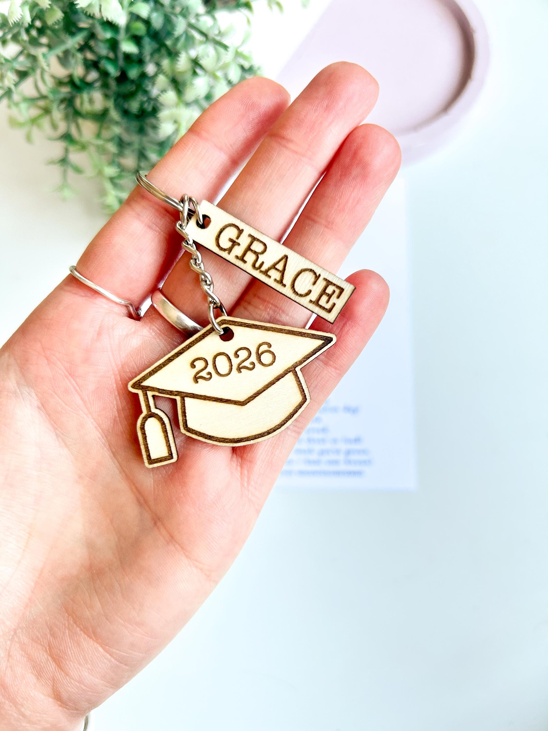 Personalised Graduation Gift, Custom Wooden Grad Keychain ...