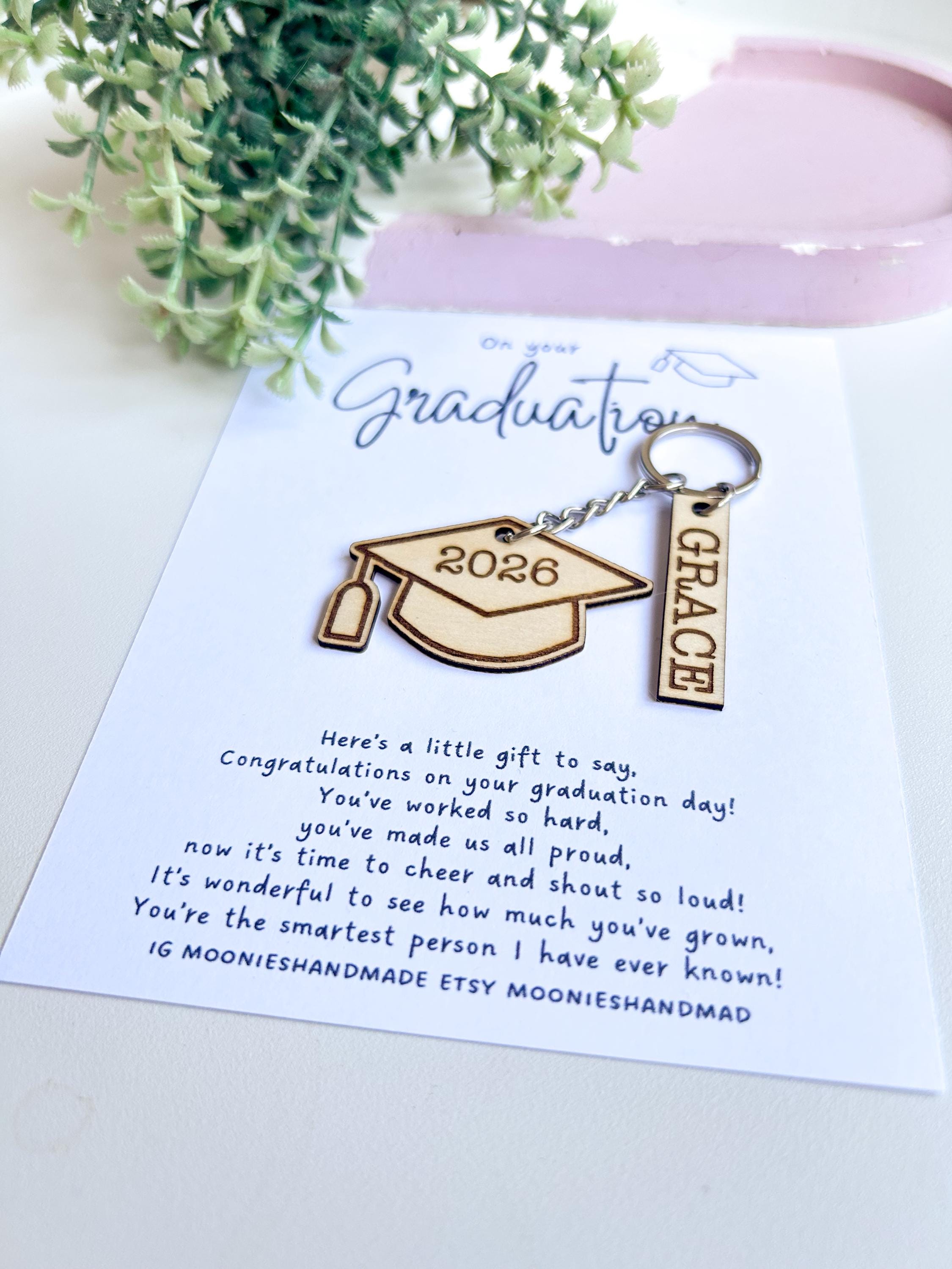 Personalised Graduation Gift, Custom Wooden Grad Keychain ...