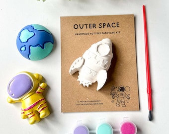 Space Themed Plaster Painting Kit, Paint Your Own Astronaut Set, DIY Creative Craft Kit, Fun Date Night Activities, Custom Room Decor
