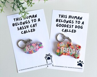 Personalized Pet Keychain: Custom Dog/Cat Name Keyring, Pet Owner Gift