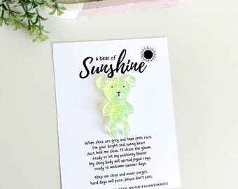 Sunshine Bear Resin Keychain: Pocket Hug, Mental Health Gift