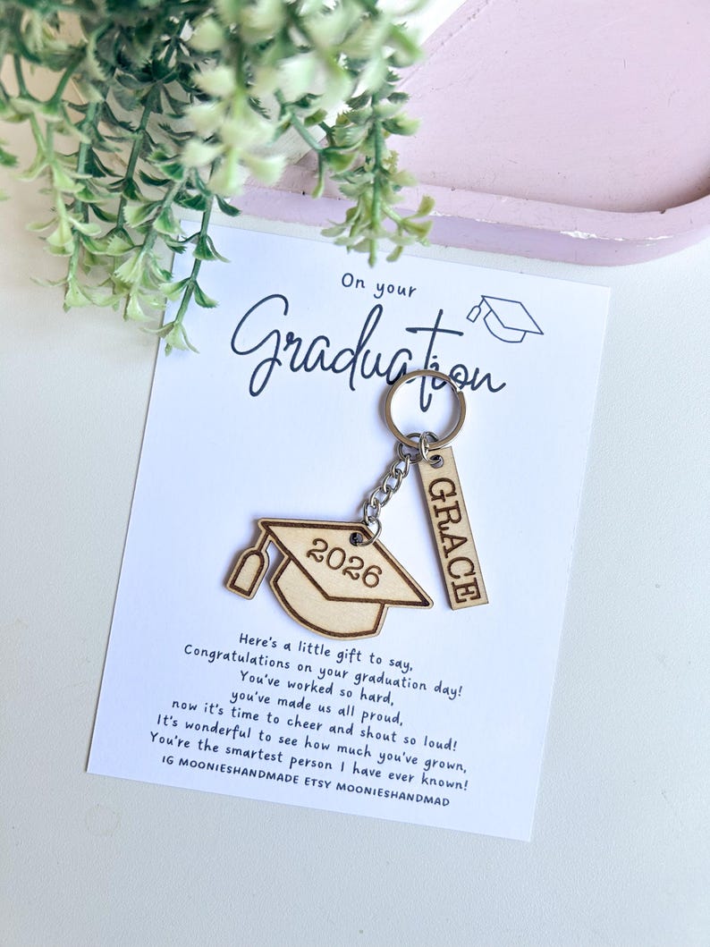 Personalised Graduation Gift, Custom Wooden Grad Keychain ...