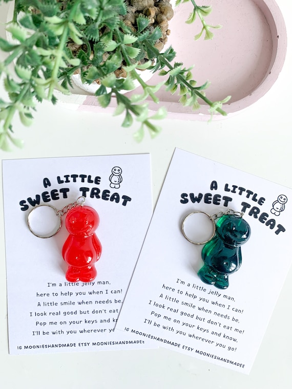 Jelly Person Keychain, Diabetic Gifts, Diabetes Gift, Thinking of You Gifts, Pocket Hug, Resin Keychain, Small Gifts For Him,Novelty