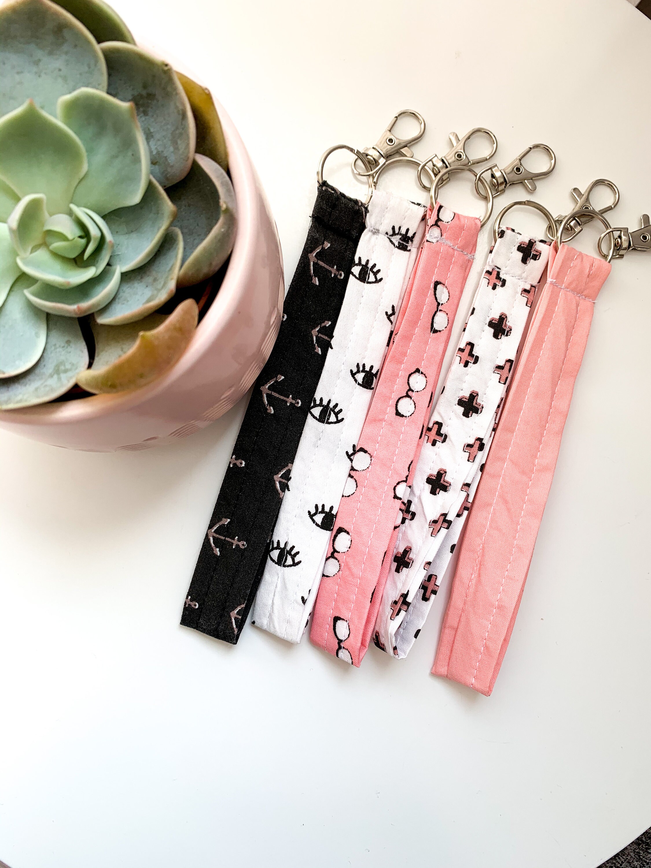 Pink Handmade Wrist Strap Keychains Fabric Keying Wrist Key | Etsy UK
