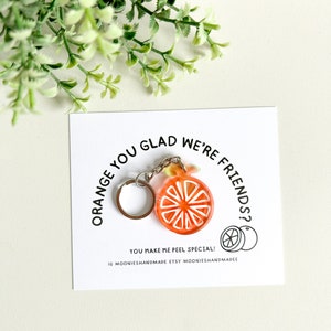Orange Keychain, Orange Slice Keyring, Fruit Keychain, Friendship Gift, Birthday Gifts For Friends, Summer Keychain, Fruit Slice Keyring