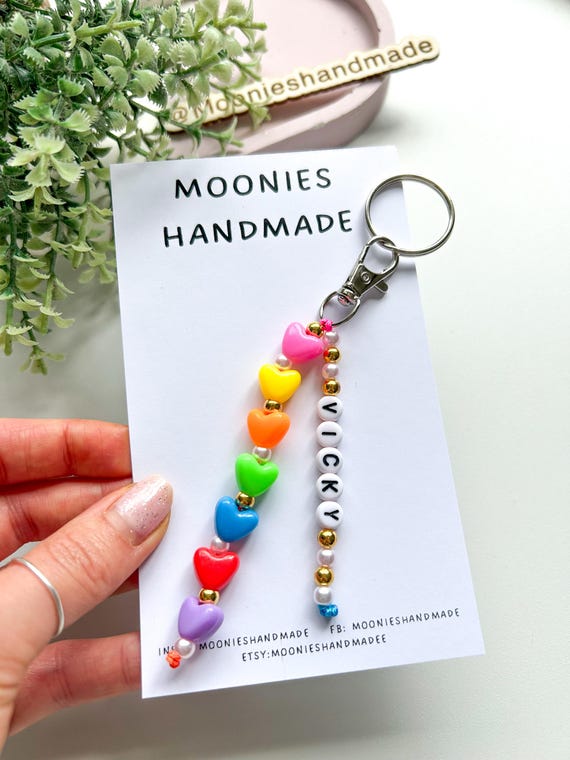 Custom Bag Charm, Personalised Bag Charm, Beaded Name Bag Charm Custom Bag Charm, Personalised Bag Charm, Beaded Name Bag Charm