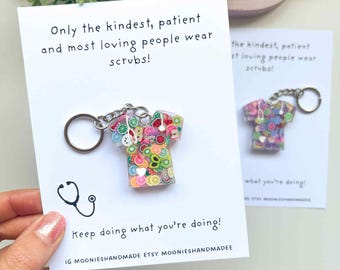 Nurse Keychain, Scrubs Keyring, Nurse Gifts For Graduation, Thank You Doctor Gift, Carer Bag Charm, Doctor Appreciation Present