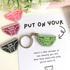 Positive Gifts, Positive Pants Badge, Positive Pants Keychain, Mental Health Gifts, Resin Pin, Smarty Pants Gift, Lucky Keychain, Sassy Gift