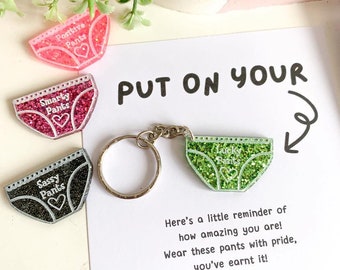 Positive Gifts, Positive Pants Badge, Positive Pants Keychain, Mental Health Gifts, Resin Pin, Smarty Pants Gift, Lucky Keychain, Sassy Gift