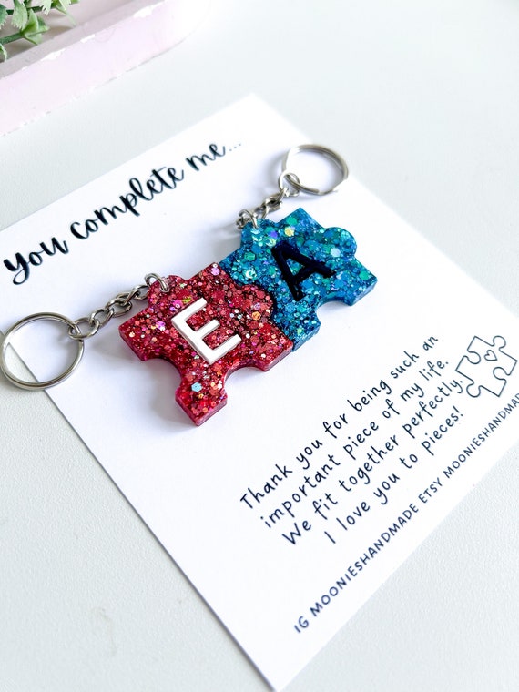 Couples Matching Keyring, Puzzle Keychain, Girlfriend Gift