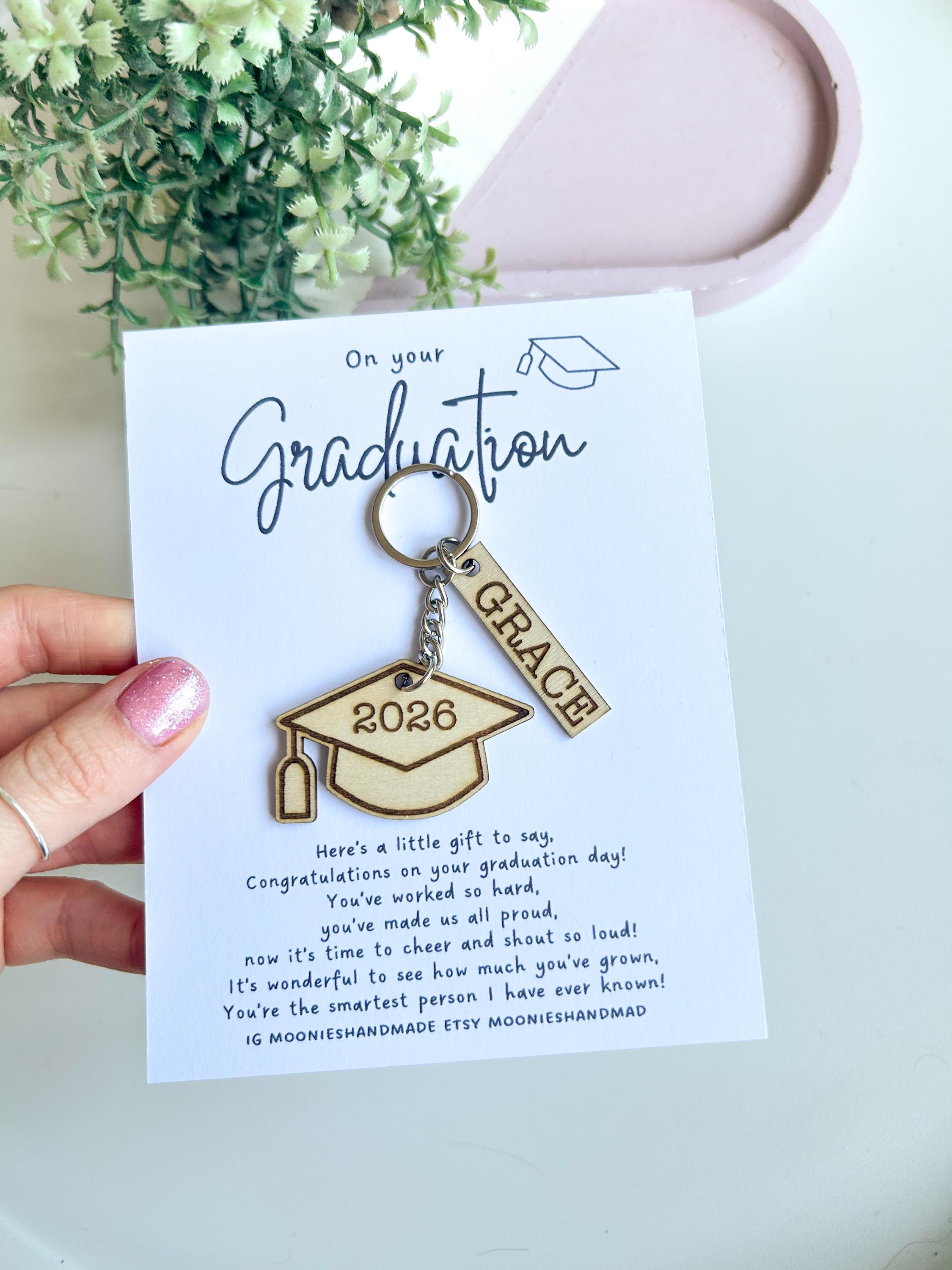 Personalised Graduation Gift, Custom Wooden Grad Keychain ...