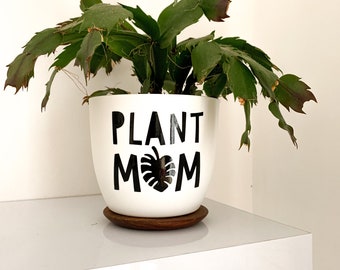 Plant Mum / Mom Planter, Personalised House Plant Pot, Self-watering Design, Flowers, Gardening Accessories, Gifts for Her, Home Office