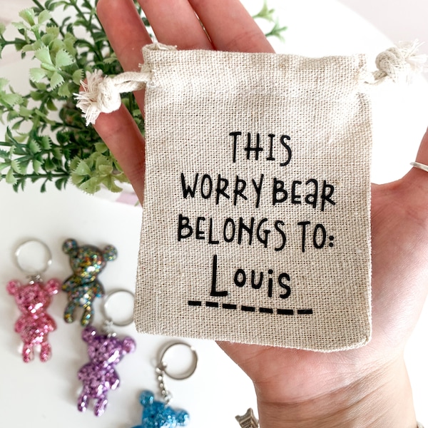 Worry Bear Bag, Pocket Pal Accessories, Teddy Accessories, Comfort Bag, Anxiety Gifts, Positive Gifts, Gifts For Mental Health,Kids Anxiety