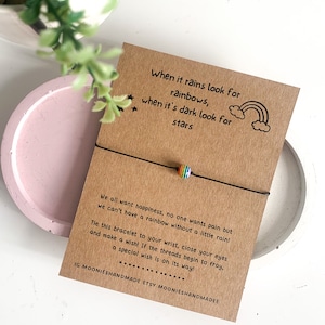 Pulsera Rainbow Wish, regalos arco iris para mujeres, regalos de positividad, regalos de salud mental, joyas arco iris, pulsera de esperanza, pensando en ti