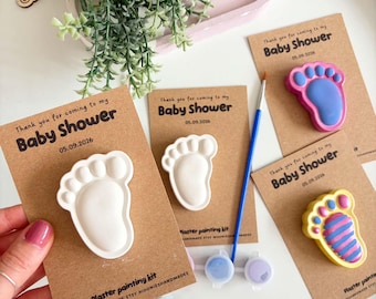 Baby Foot Painting Kit,  Baby Shower Craft Activity, Party Bag Filler,  Mum To Be DIY Gift,  Plaster Of Paris Paint Set