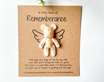 Angel Memorial Keychain, Gold Flake Bear Keyring, Sorry For Your Loss Remembrance Gift, Missing A Loved One, Grief Present