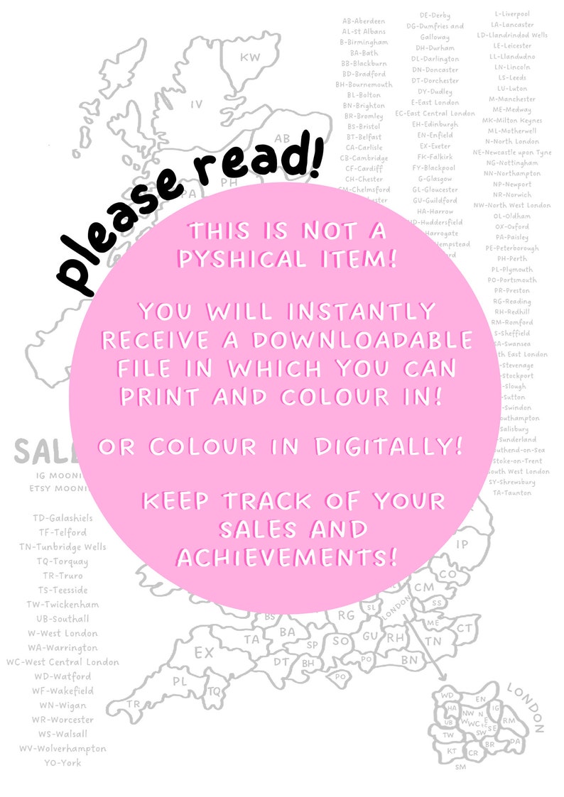 UK Sales Map Postcode Map Small Business Tracker Postcode Etsy UK