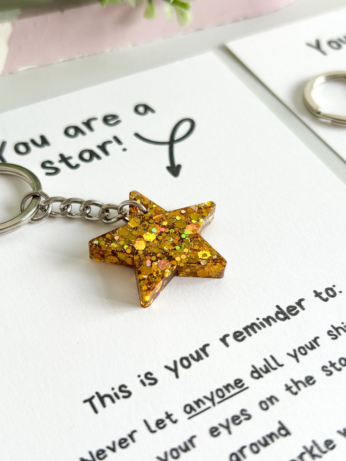 Posotive Keychains Gold Star Keychain, Positive Gifts for Friends, Thinking of You Gift ...