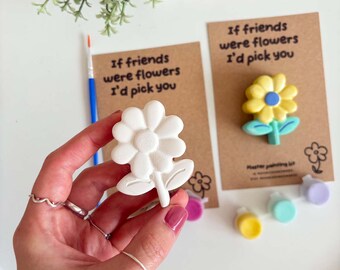 If Friends Were Flowers, Flower Painting DIY Paint Craft Set, Paint Your Own Plaster Flowers, Art Lover Gift For Her, Adult Art Kit