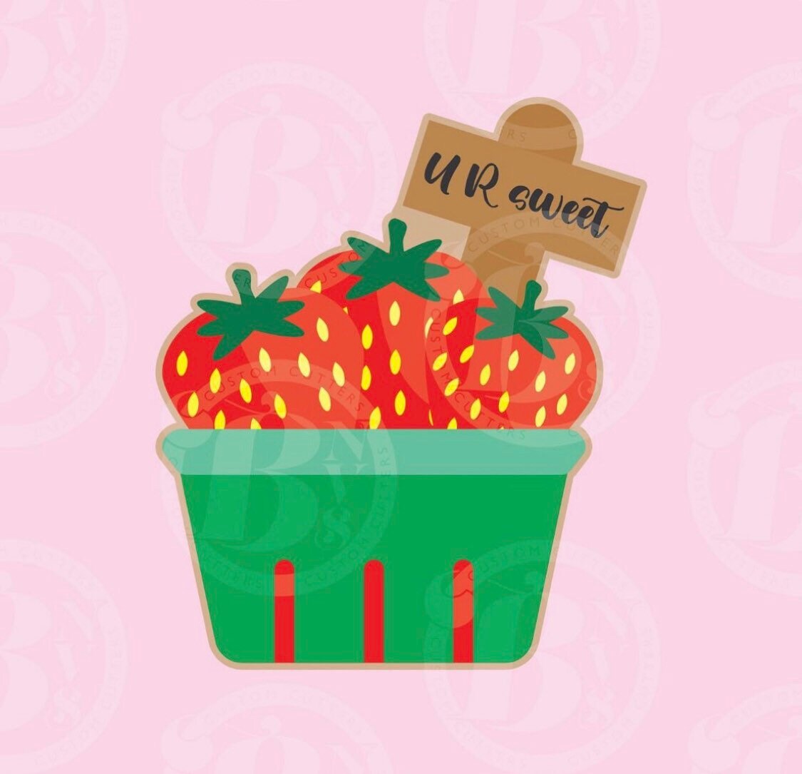 Strawberry basket cookie cutter Etsy