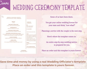 Plantilla de programa de bodas para el oficiante TOTALMENTE editable, descargable e imprimible