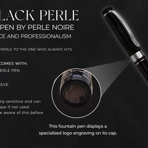 Perle Noire Estilográfica de Edición Limitada con Caja Mini Bloc de notas personalizado y recargas de tinta The Black Perle El regalo perfecto imagen 8