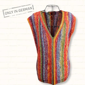 Anleitung Sommerpullover stricken, Strickanleitung Pulli Pullunder,  Quer gestrickter Pullover, Sommertop stricken, PDF Datei deutsch