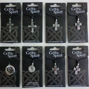 Fine Handcrafted Celtic Spirit Pewter Pendants with adjustable Leather Strap