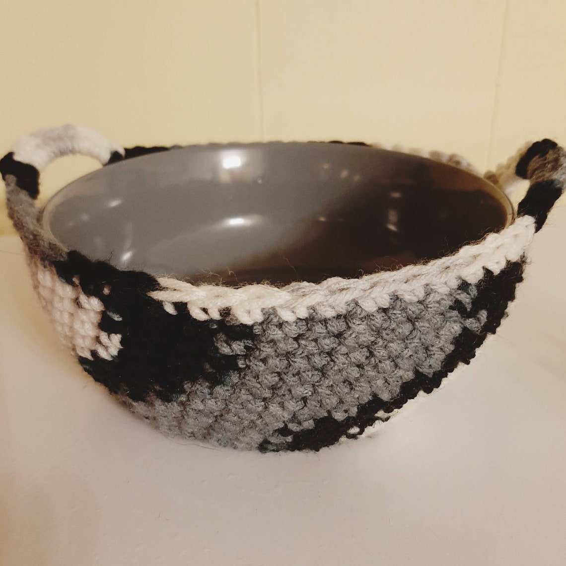 Bowl Cozy with Handles Set of 2 Crocheted Yarn Useful Etsy