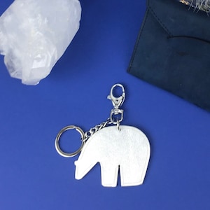 Polar bear leather keychain