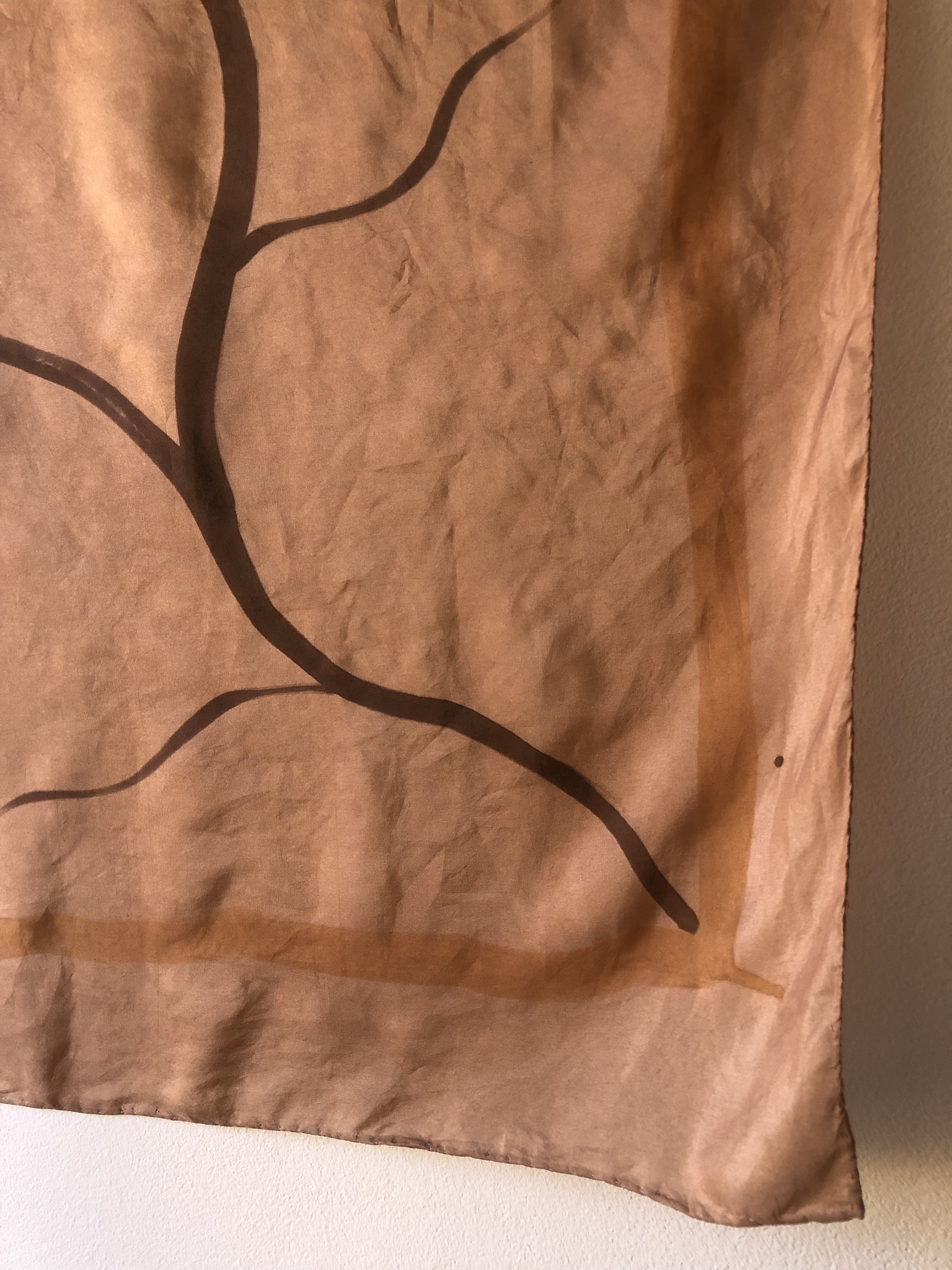 Square Roots Lines Small Silk Scarf, Made by Hand, Natural