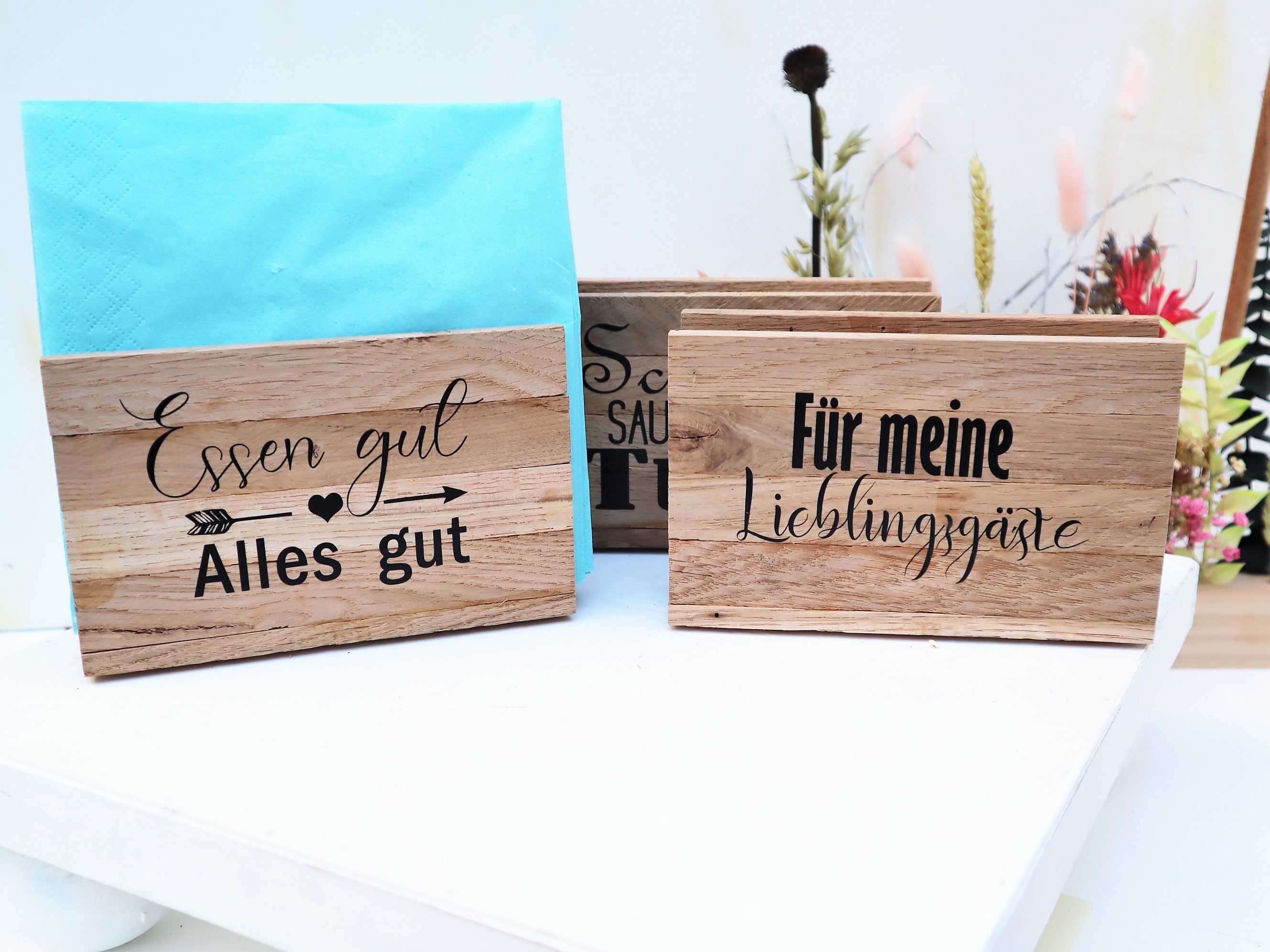 Serviettenhalter Aus Eichenholz & Eisen – Eulen-Design, Stehend, Mit Rutschfestem Boden, Für Küche, Picknick, Geschenk