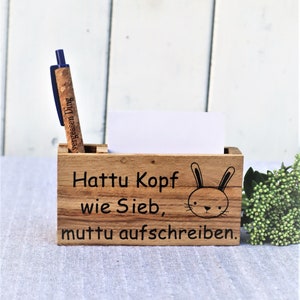 Geschenk Idee mit graviertem Kuli und Notizzettelhalter