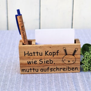 Geschenk Idee mit graviertem Kuli und Notizzettelhalter