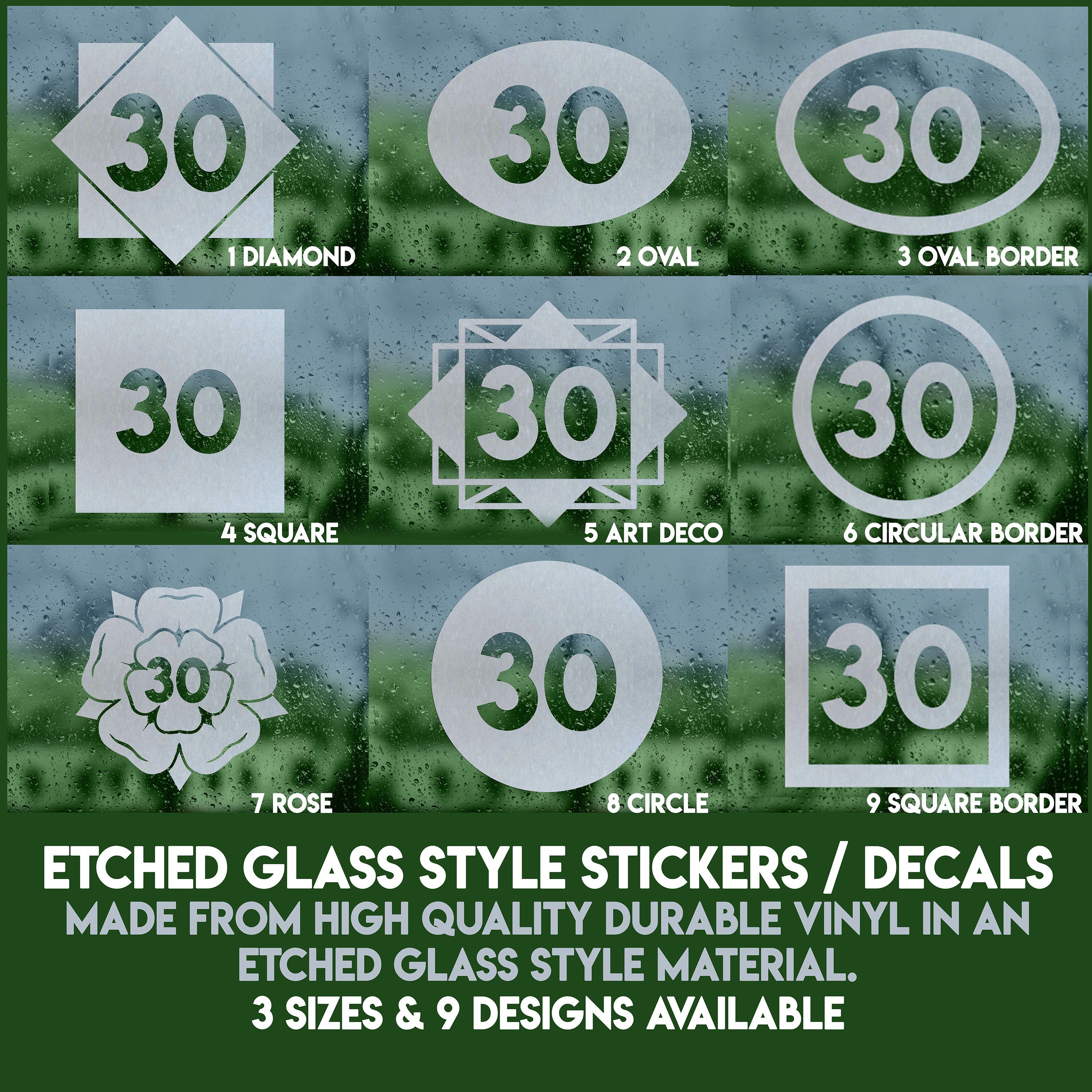 Etched Glass Style House Number Window Sticker Decal Etsy