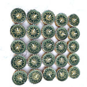 25 Mehndi Tea Light Candles: Gold Lace Wedding Favors
